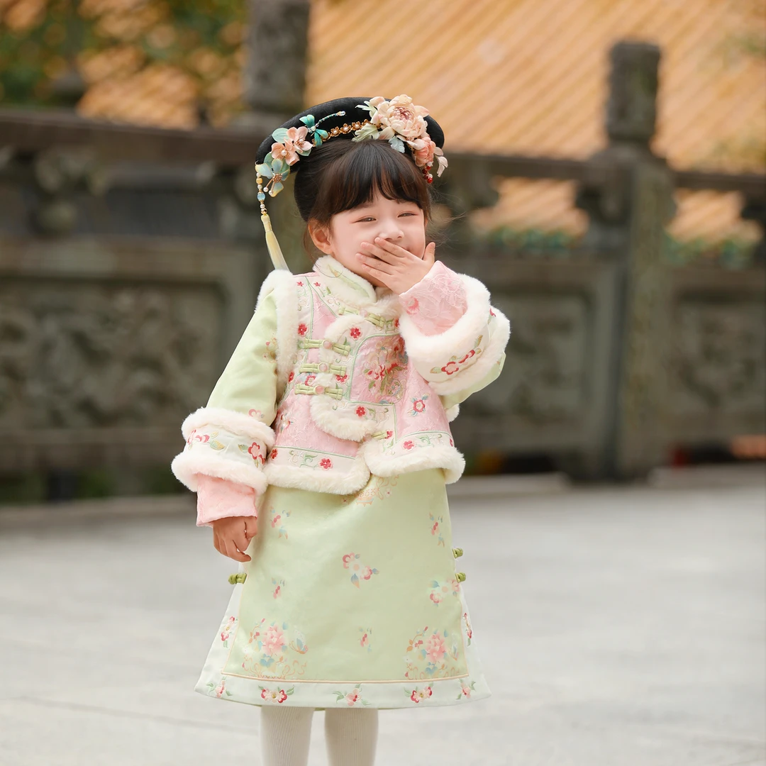 【若曦】格格服古装女童2024新款冬季儿童汉服秋冬宝宝冬装国风套装