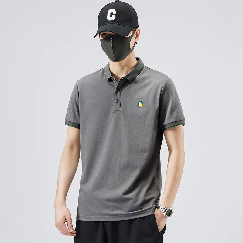 夏季休闲运动潮牌男女百搭简约纯色Polo衫时尚半袖