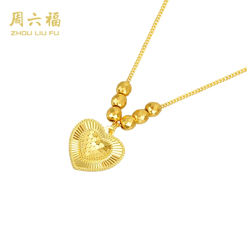 坠链均925银 周六福澄光溢心项链s925银项链节日礼物送女友-Y6342