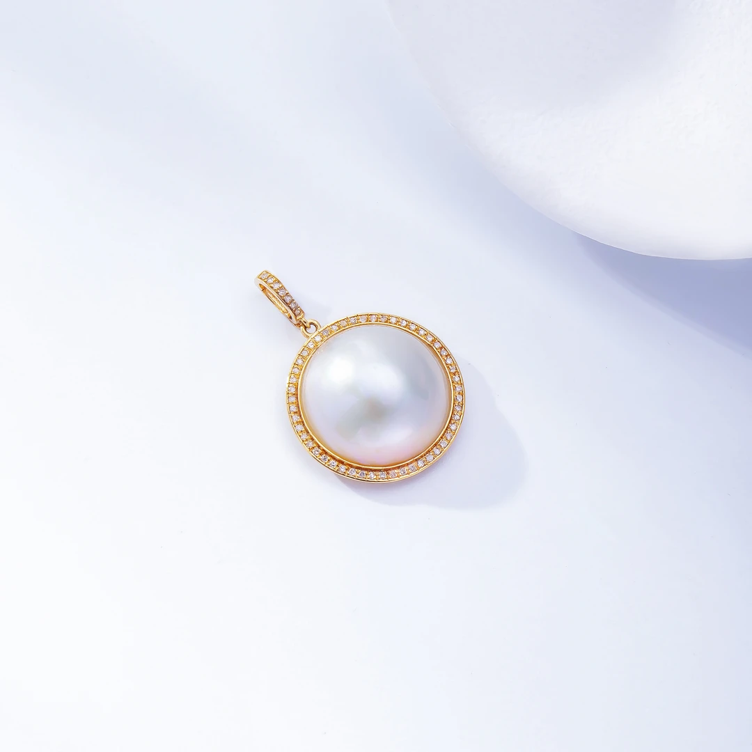 海水马贝珍珠18k太阳花马贝珍珠万能扣吊坠（不含链）