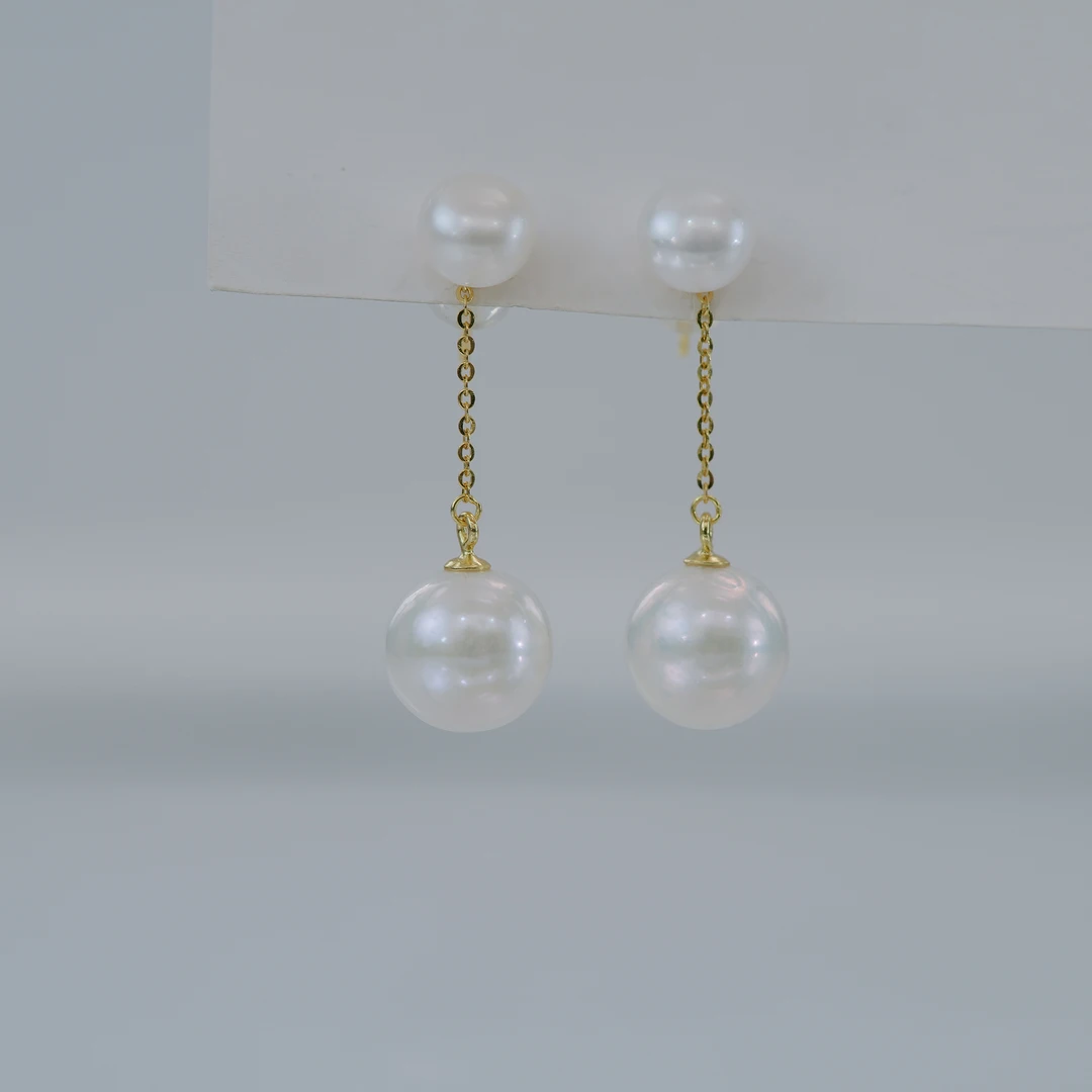 【女神节专享】淡水珍珠S925银两戴灵动款耳线耳坠7-8mm/10-11mm