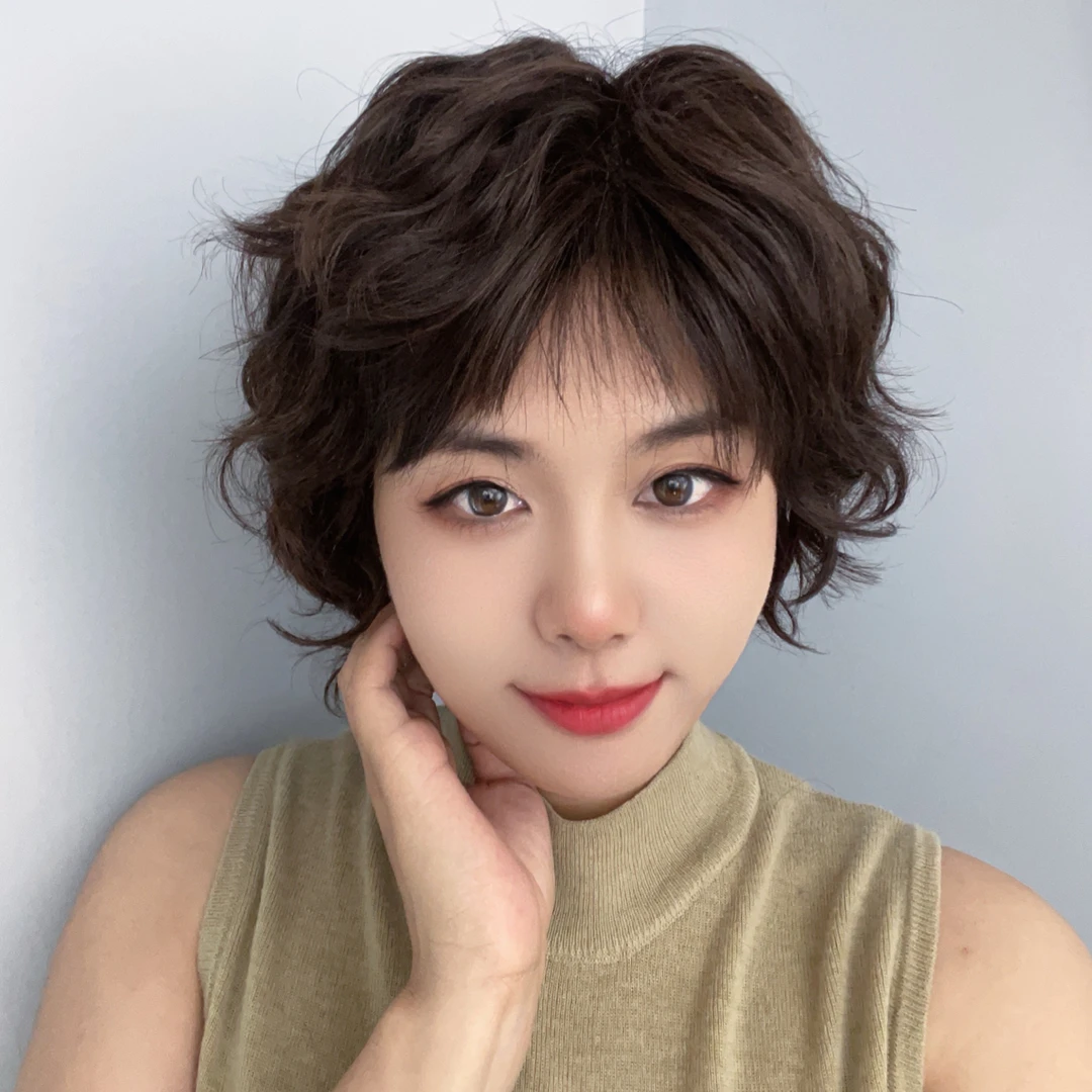 6801时尚满卷灵秀纯手工全真发超透气高档假发