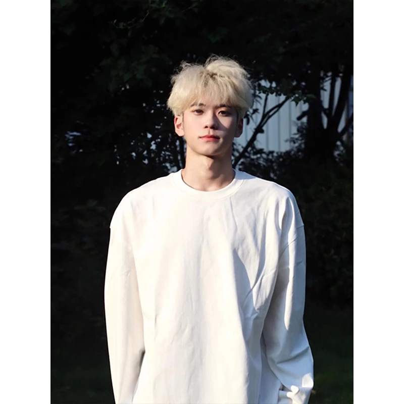 cleanfit内搭打底衫男秋冬高级感白色长袖t恤少年感穿搭美式卫衣