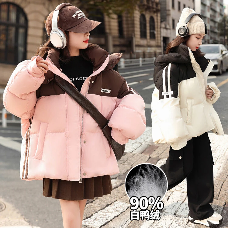 女童羽绒服冬季2023新款洋气连帽白鸭绒儿童装中大童女孩加厚外套