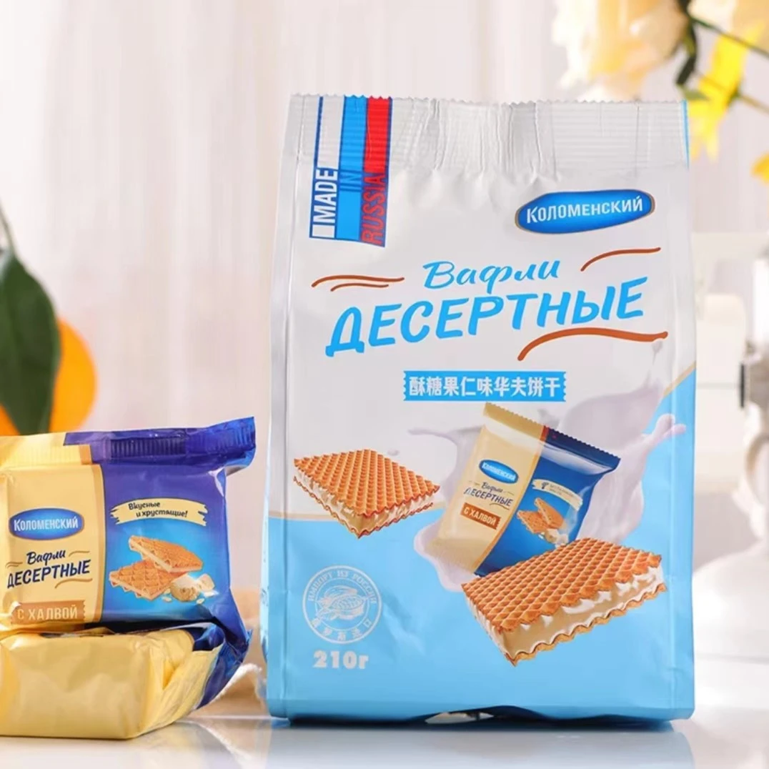 俄罗斯进口阿孔特牌卡洛姆思克美味零食210g休闲食品威化饼干