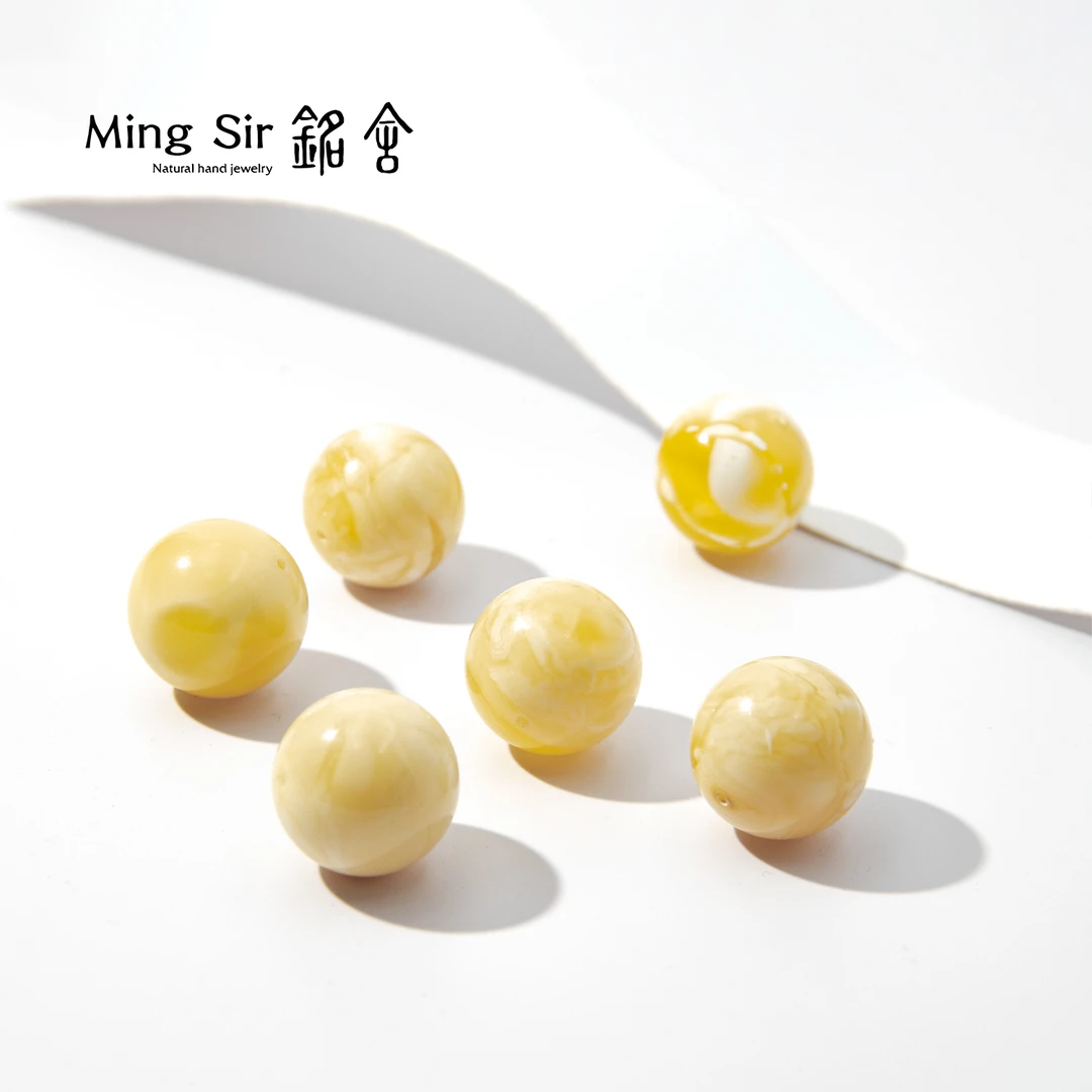 【铭舍东方既白单珠微瑕-1】天然俄料蜜蜡虎皮浓蜡多样性发其一