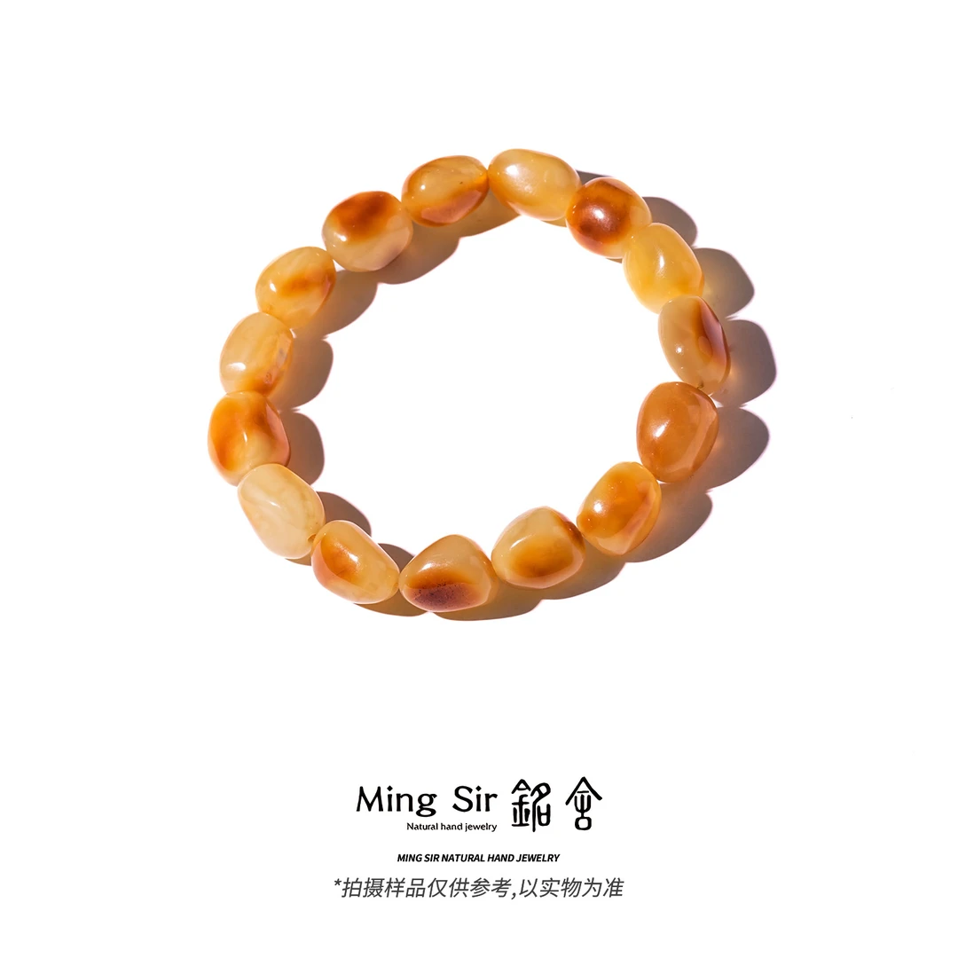 【铭舍 舒年 一等深】原皮随形手串沁色蜡多样性发其一蜜蜡原矿原石