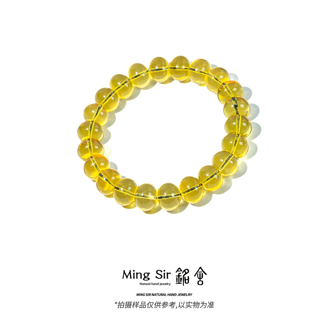 【铭舍】3A级净水缅料蓝珀苹果珠单圈手串珠宝玉石