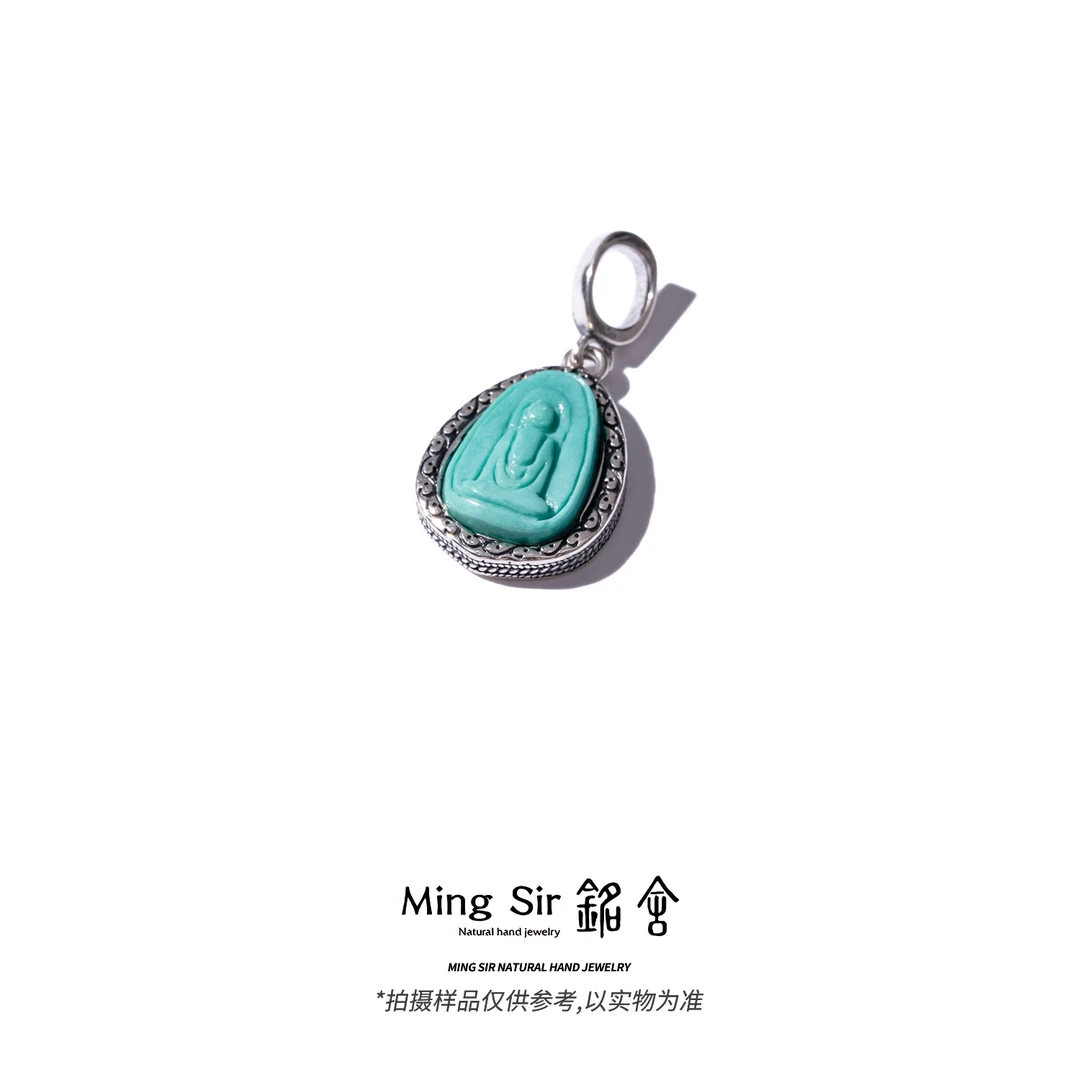 【铭舍】天然绿松佛卡子侧挂配饰时尚颈饰多样性发其一