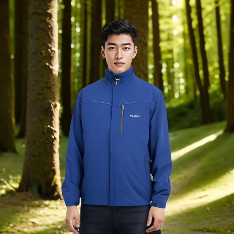 蓝色弹力防风防水软壳户外商务两穿夹克