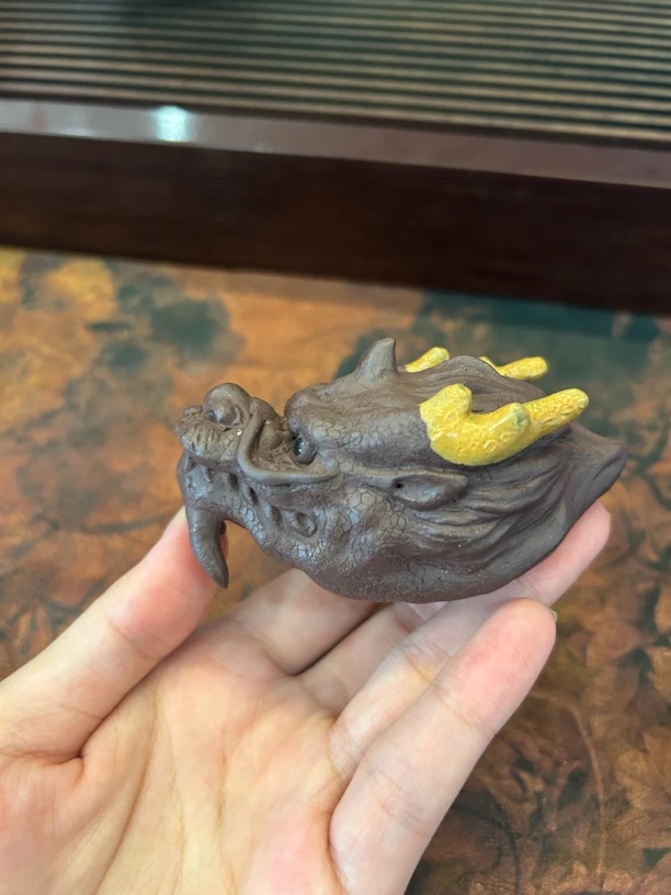 龙头盖置 宜兴紫砂手工茶宠龙头老大