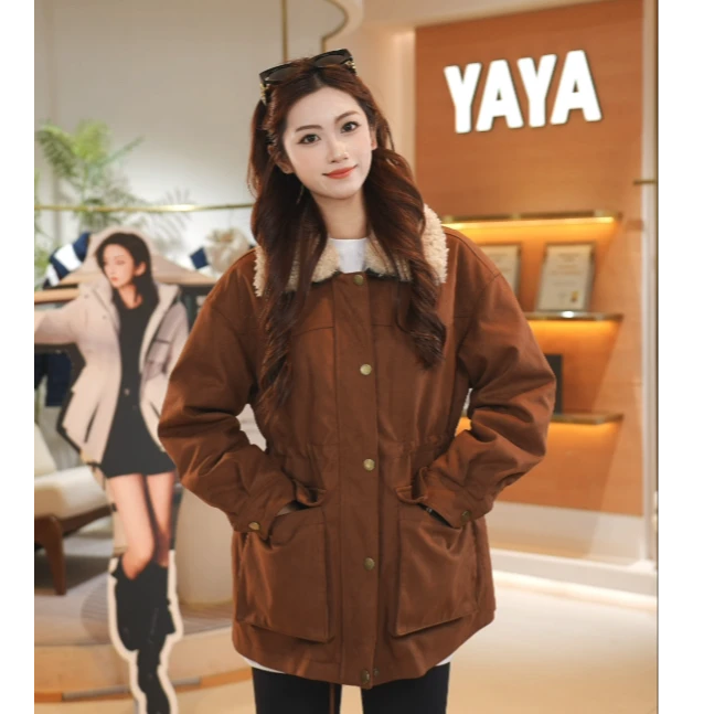 /鸭鸭女2024年秋冬新款复古百搭磨砂羽绒服外套女款短款时尚休闲