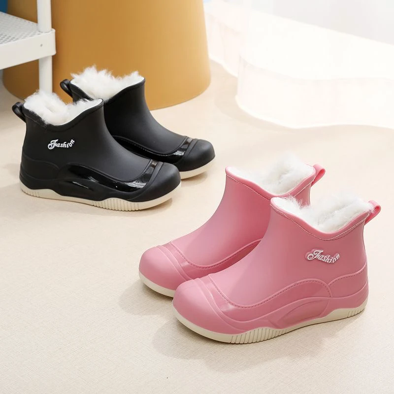 雨鞋女加绒时尚女士雨靴防滑水鞋耐磨胶鞋学生外穿短筒防水鞋