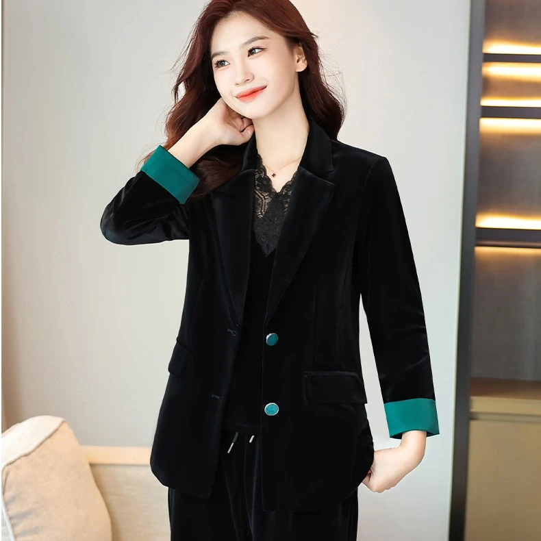 妈妈秋季新款小西装外套女金丝绒西服中老年女装春秋气质丝绒上衣