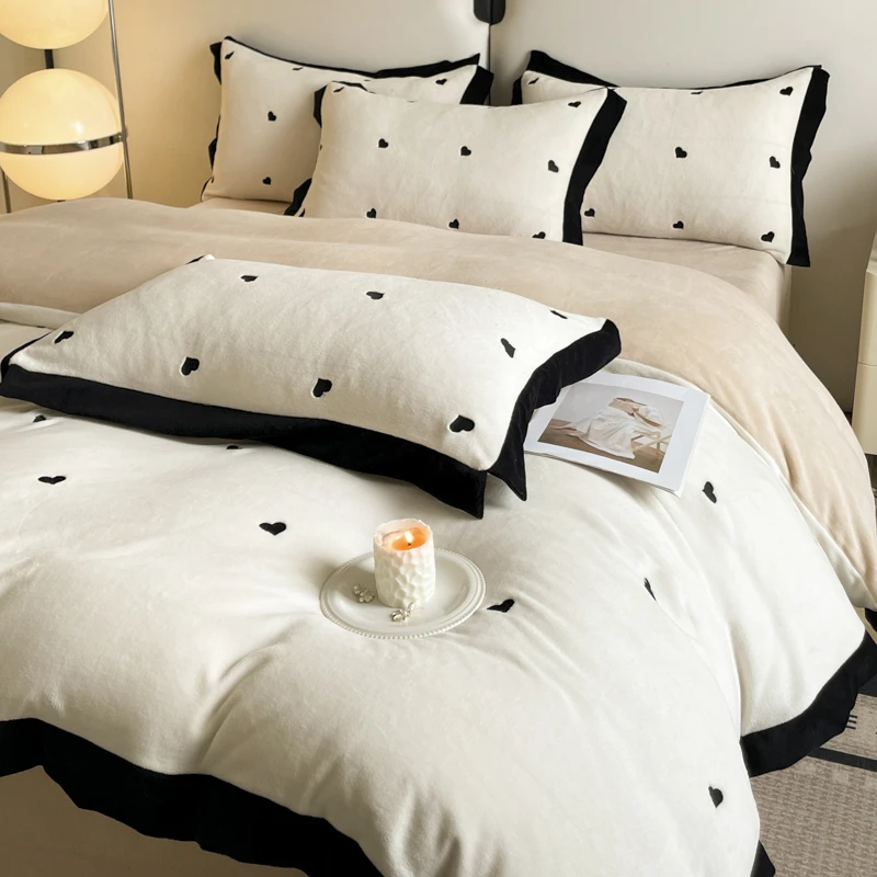 LUYEWEGER/路约威格A类松弛感牛奶绒四件套高端刺绣被套床上用品