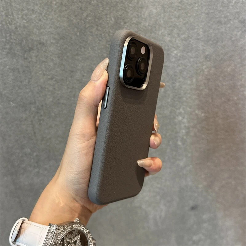 适用苹果15手机壳14纯色皮质iphone15promax新款15pro简约14pro