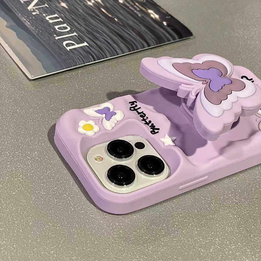 日韩立体重叠蝴蝶支架适用14promax手机壳12苹果iPhone13新款11女