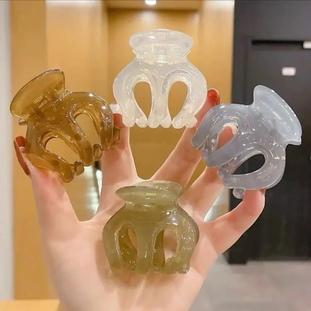 夏日发夹果冻透明色高马尾神器抓夹大号南瓜抓夹发夹发饰盘发神器