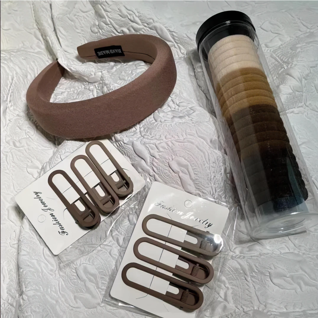 27件套碎发渐变咖色发夹女侧边刘海鸭嘴夹网红2023新款卡子发饰