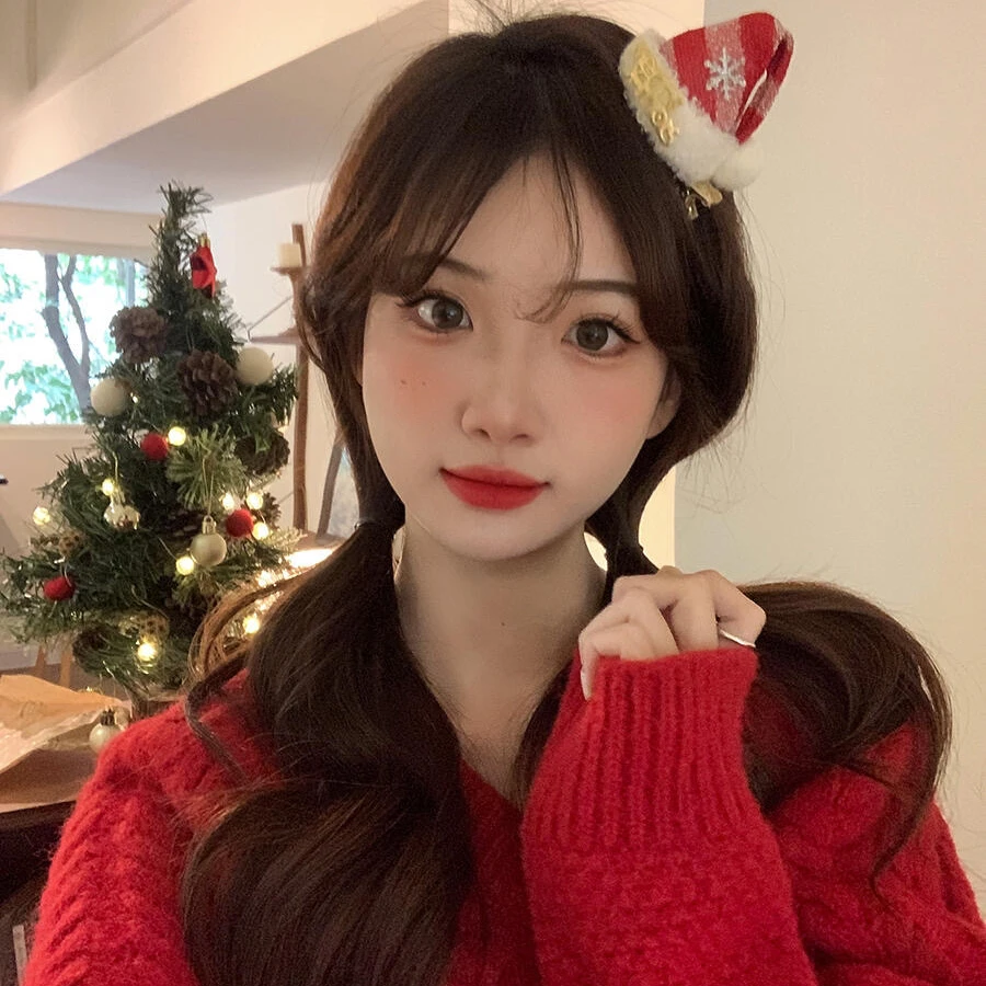 秋冬氛围感圣诞节帽子发夹发箍高级感不伤发刘海侧边发卡圣诞头饰