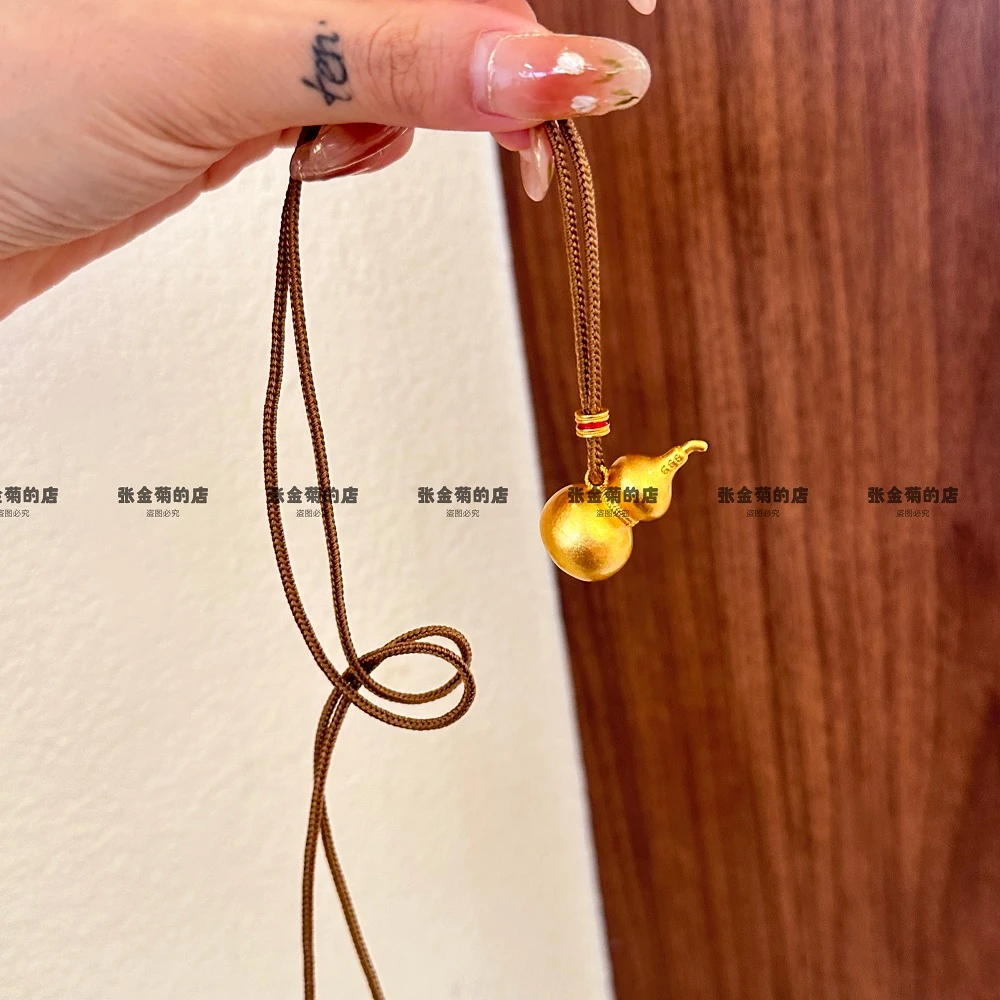 铜合金吊坠 王嘉尔同款金葫芦吊坠福禄平安项链挂坠古法实心金色