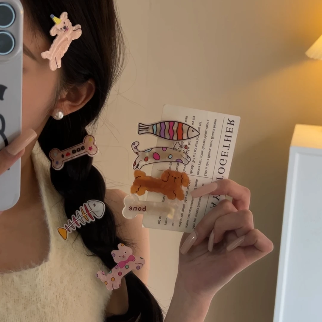 可爱猫咪骨头发夹甜美卡通少女心鸭嘴夹刘海夹碎发夹发饰盘发器
