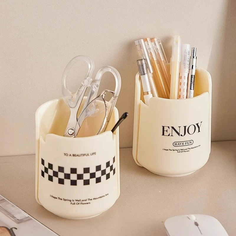 欧式奶油笔筒化妆收纳书桌置物架大容量餐具收纳学生可爱创意摆件