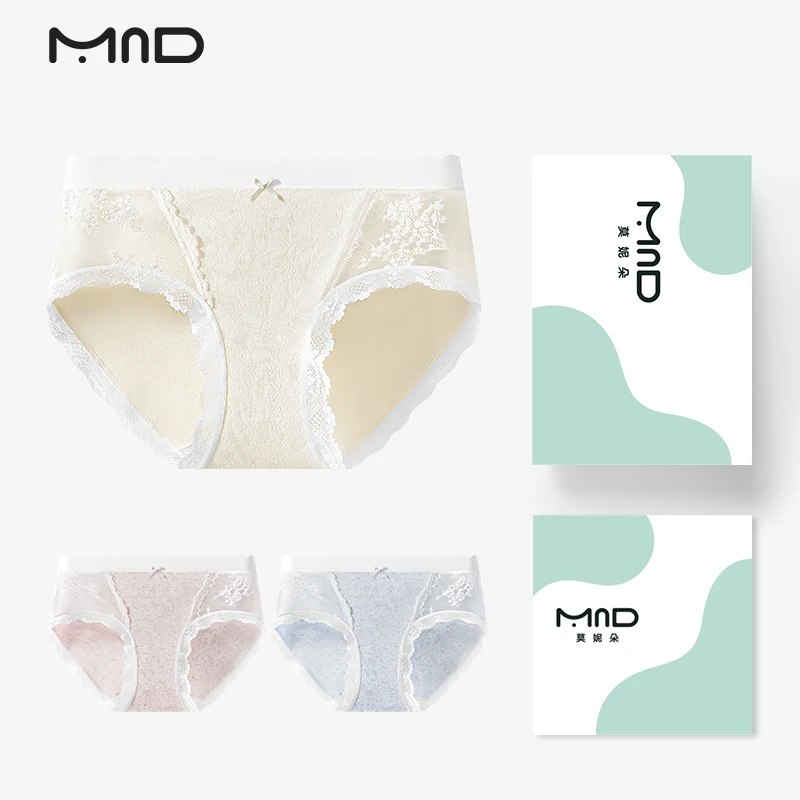 莫妮朵纯欲风拼接镂空蕾丝内裤女A类婴儿棉抑菌裆中腰包臀三角裤