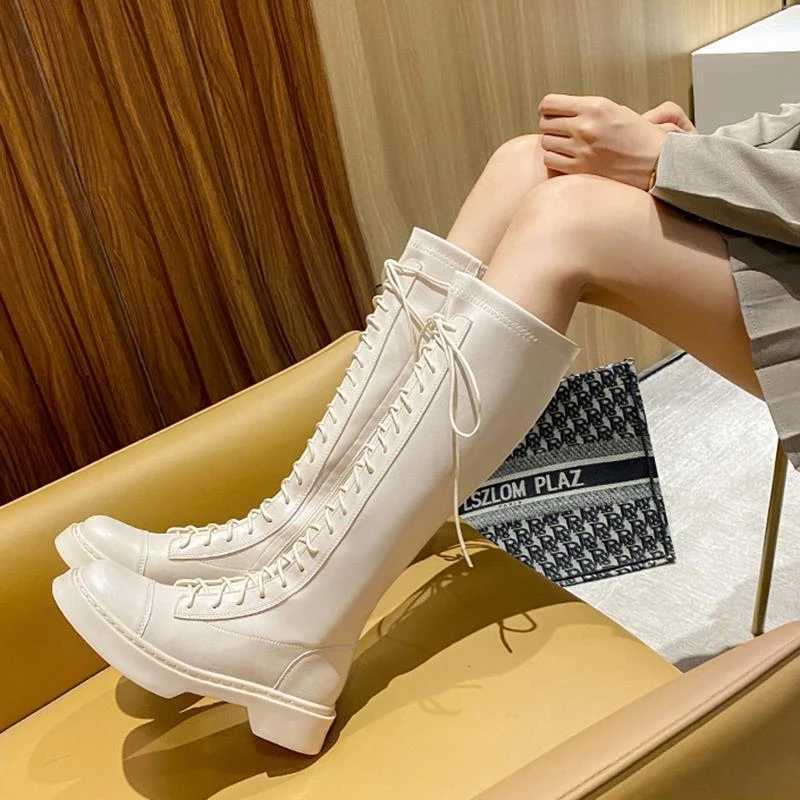网红瘦瘦靴2023秋冬新款韩版平底百搭大码显瘦长靴女高筒骑士靴子