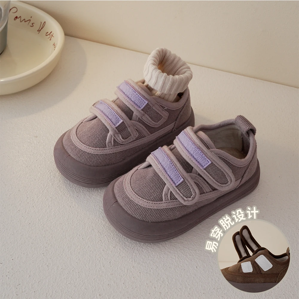 239117软底儿童休闲魔术贴板鞋时尚加绒保暖童鞋冬季童鞋