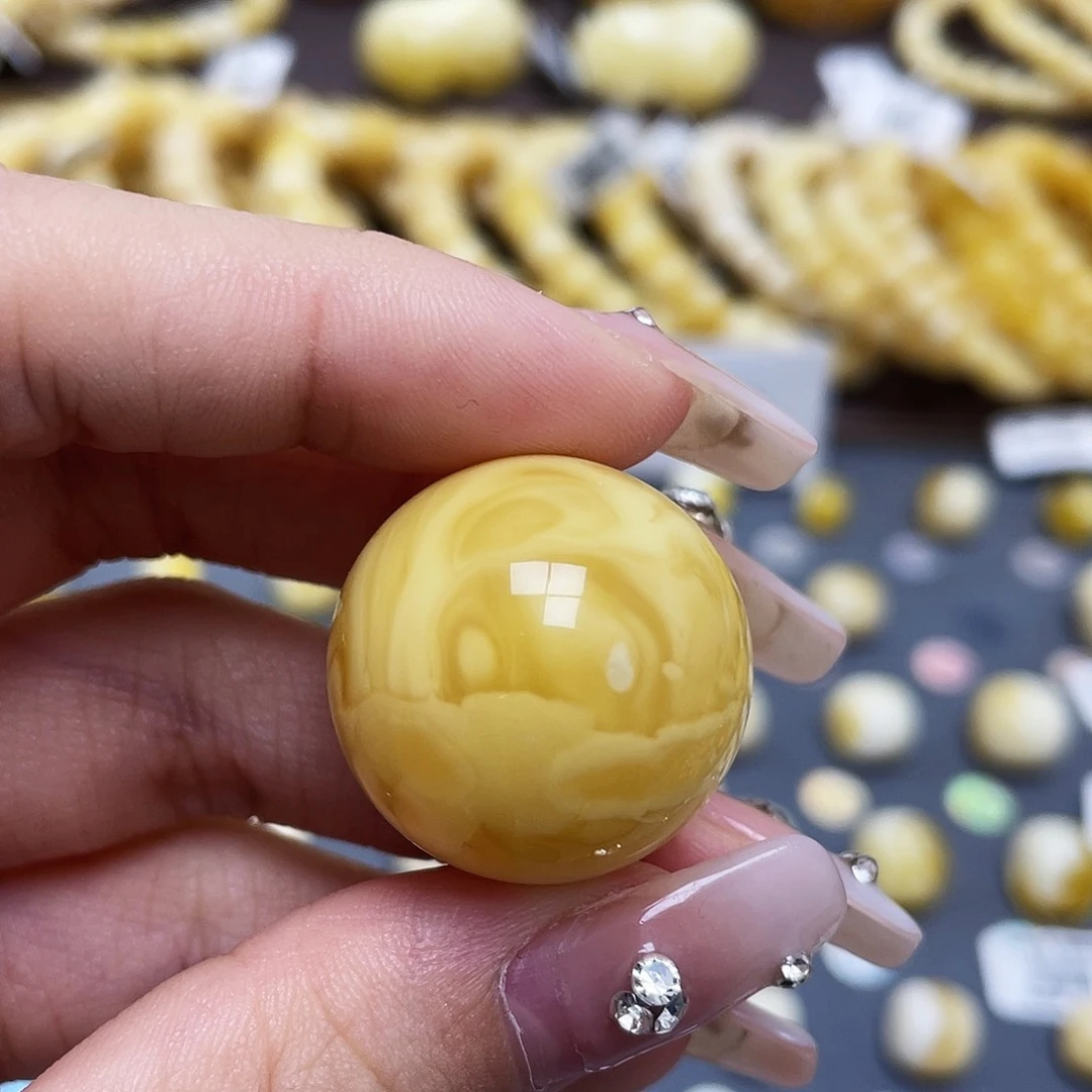 琥珀裸石未镶嵌天然蜜蜡圆珠24.4mm