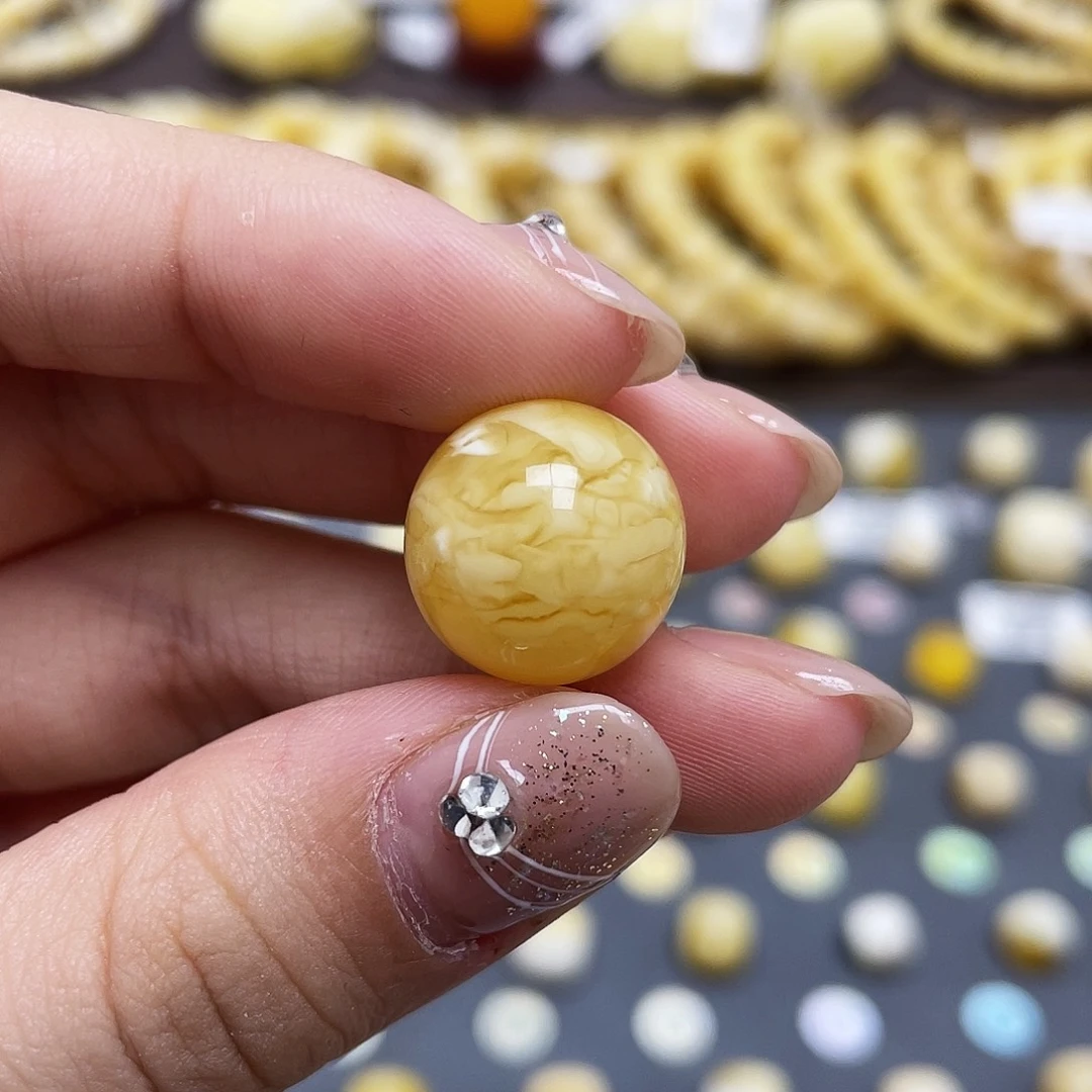 琥珀裸石未镶嵌蜜蜡圆珠15mm