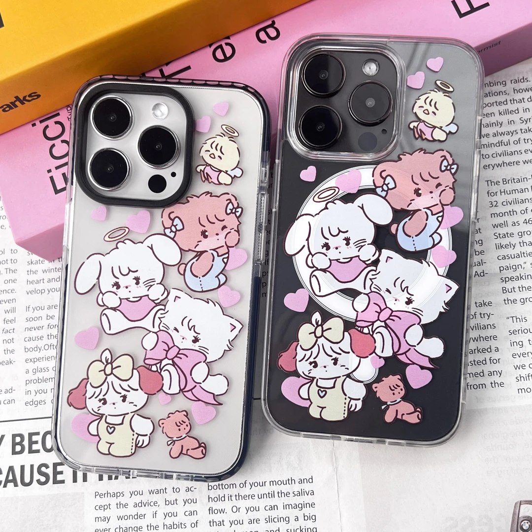 mikko卡通可爱透明磁吸防摔适用13/14/15/16promax苹果手机壳