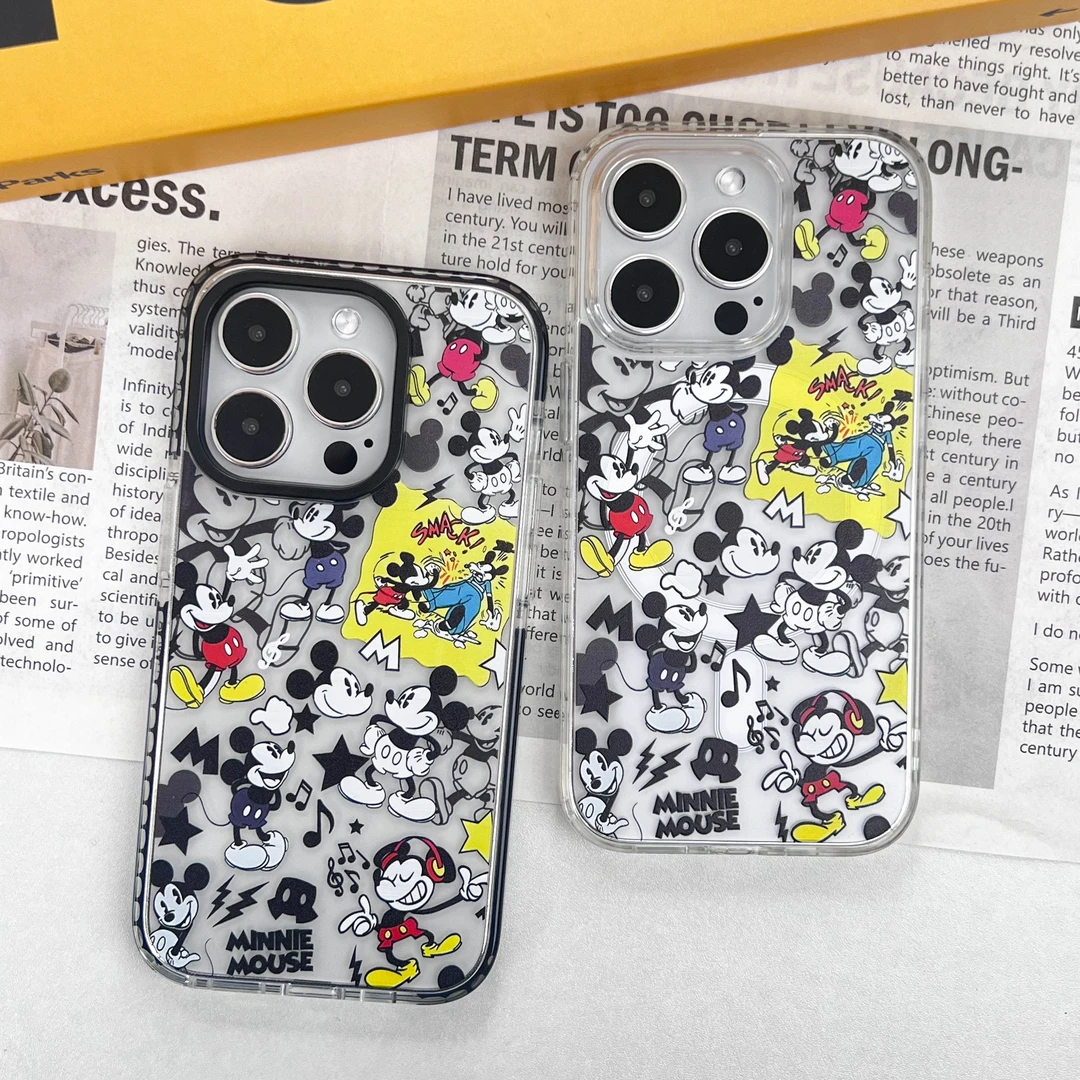 迪士尼米老鼠卡通可爱透明磁吸适用13/14/15/16promax苹果手机壳