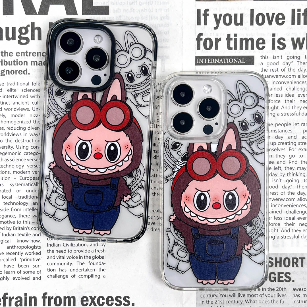 labubu拉布布可爱卡通透明磁吸13/14/15/16promax适用苹果手机壳