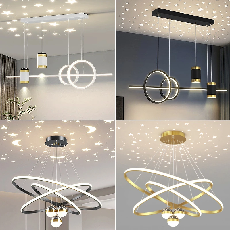 2025新款星空餐吊灯现代简约大气家用房间餐厅灯餐桌吧台创意灯具