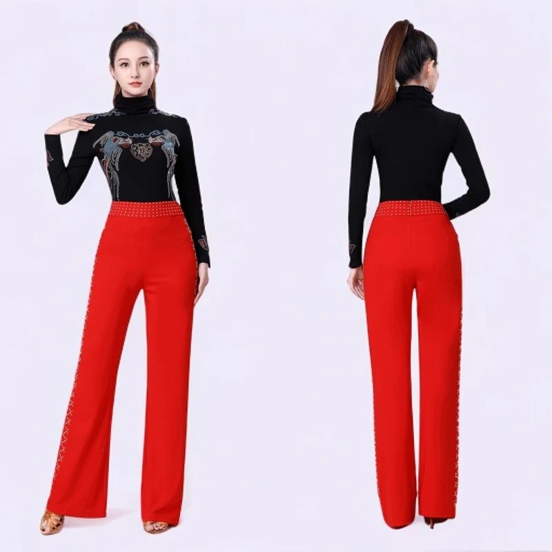 Y93秋冬新款女凤凰彩钻舞蹈上衣广场舞拉丁舞三步踩演出服