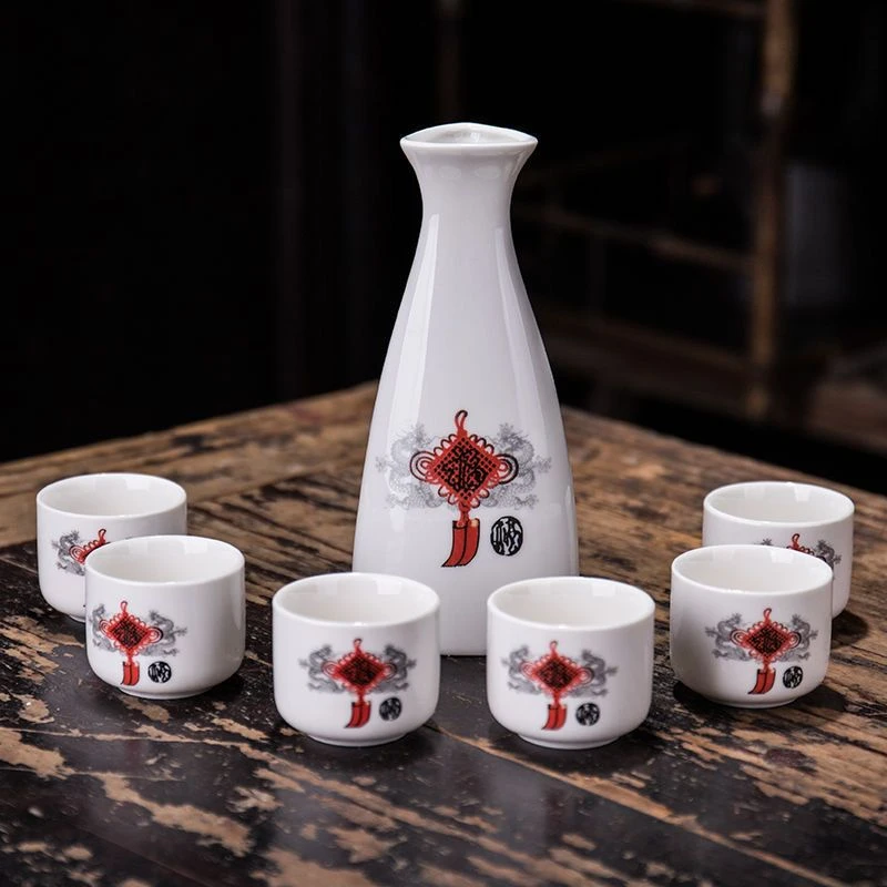 仿古陶瓷酒具套装简约酒壶分酒器白酒烈酒杯中式烧酒壶烫酒小酒盅