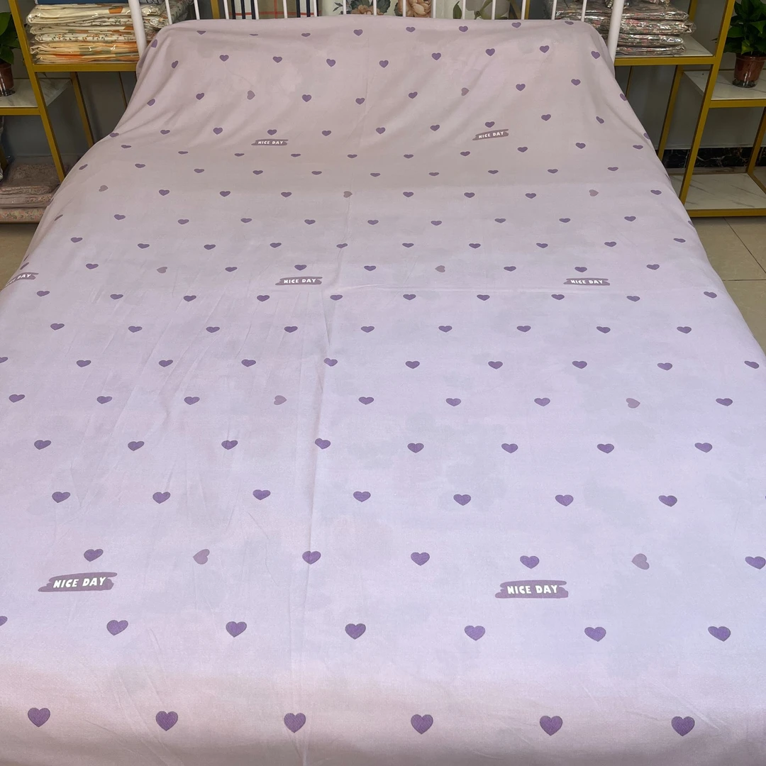 高支高密紫色爱心蕾丝花边大床单