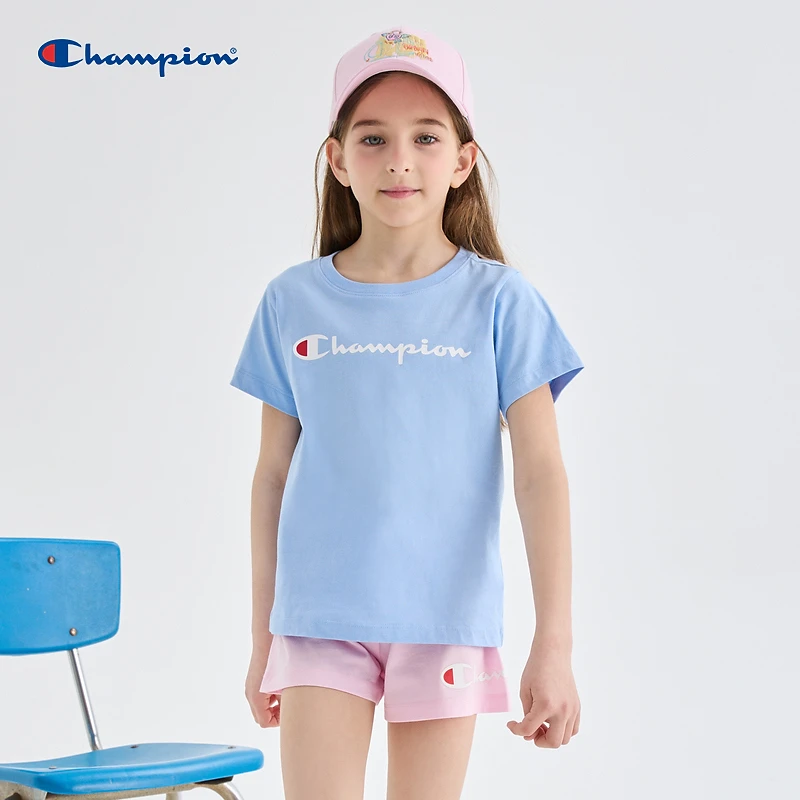 Champion冠军童装【薄荷曼波】24新品女童男童短袖T恤EG-ZSS27