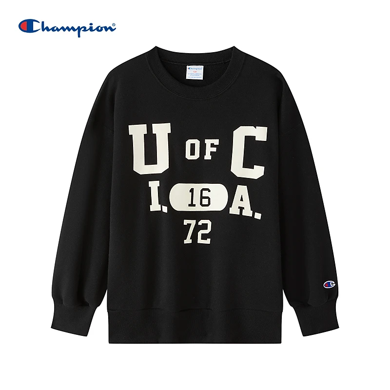 Champion冠军儿童2025春季字母印花百搭圆领套头卫衣CKA011