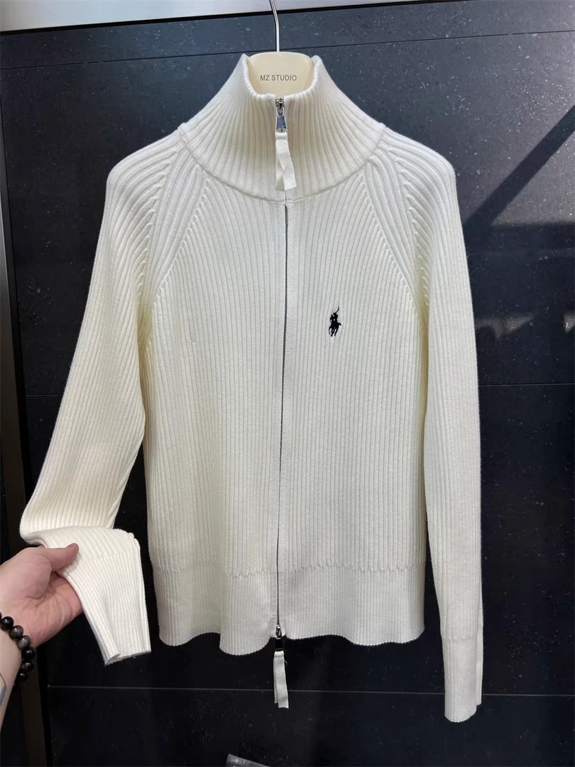 拉链毛衣高支高密双拉头小马刺绣