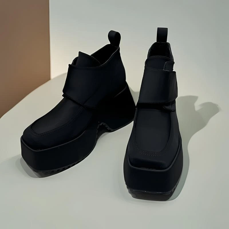 8830-2秋冬新款时尚休闲百搭厚底增高显瘦方头鞋夏季黑色高跟