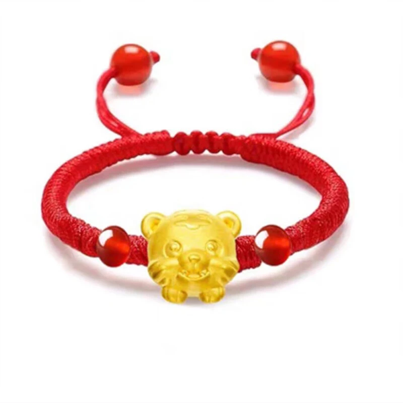 十二生肖黄金手链999足金转运珠男女本命年520红绳宝宝情人节礼物