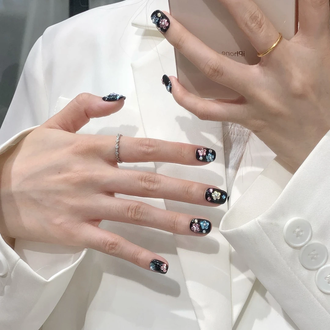 喵公子【彩色花园】【施家全华钻】纯手工穿戴甲可拆卸美甲光疗甲