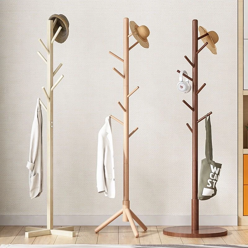 松木衣帽架落地客厅挂衣架现代简约衣架子客厅立式家用时尚挂包架