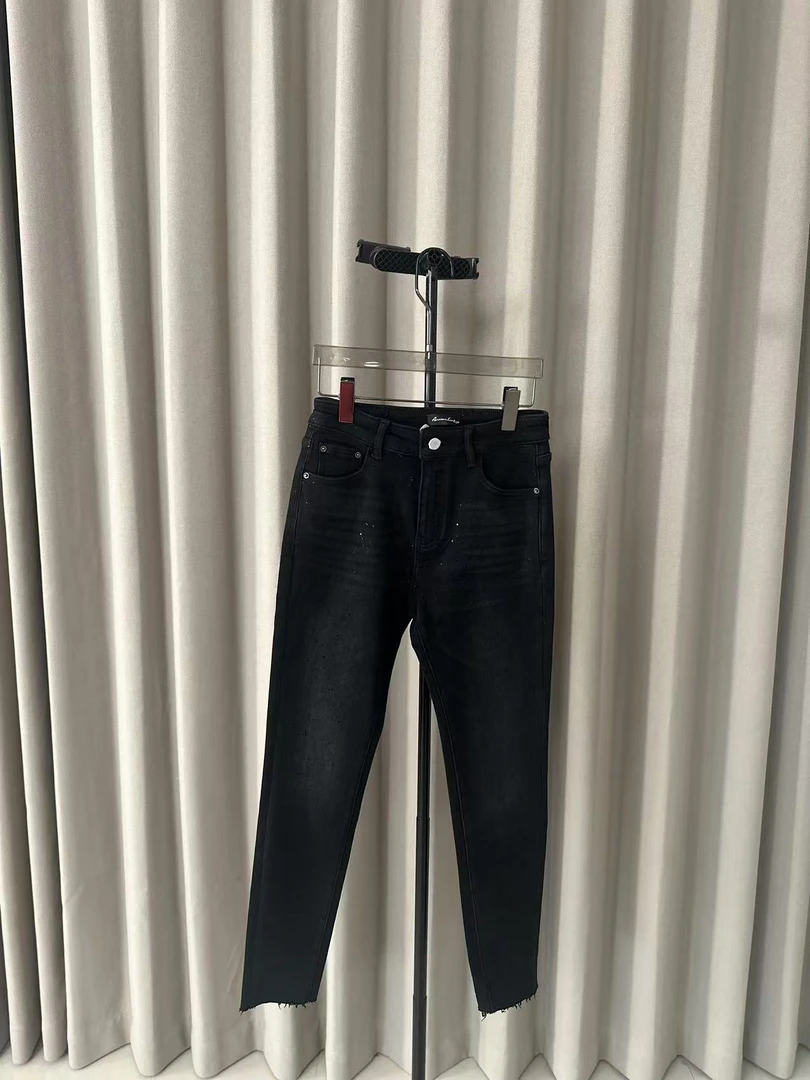 【柳青女装】2024秋冬季新款秋冬牛仔裤百搭时尚亮闪闪小脚裤