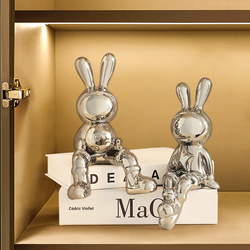 一舟之家创意太空兔子摆件简约轻奢高档客厅玄关酒柜书柜家居装饰