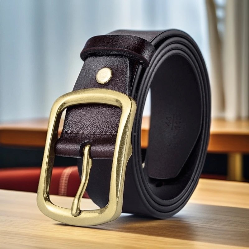 厂家直销跨境爆款皮带男士头层牛皮腰带真皮针扣休闲复古裤带