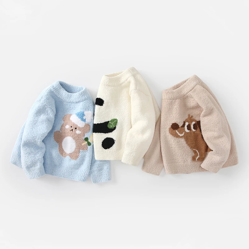 【半边绒】女童毛衣针织衫秋冬装女宝宝加厚雪尼尔男童婴儿衣服